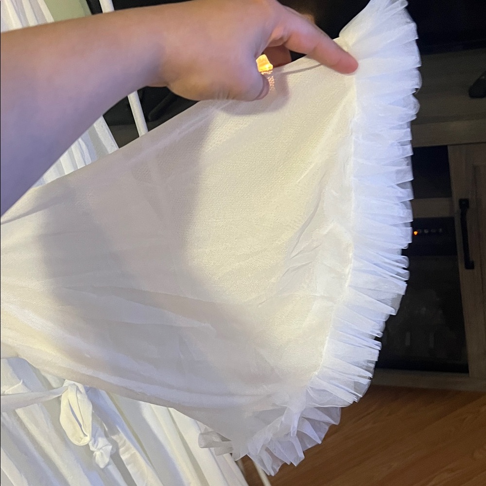 Amazon White Sheer Ruffle Robe - Picture 2 of 7